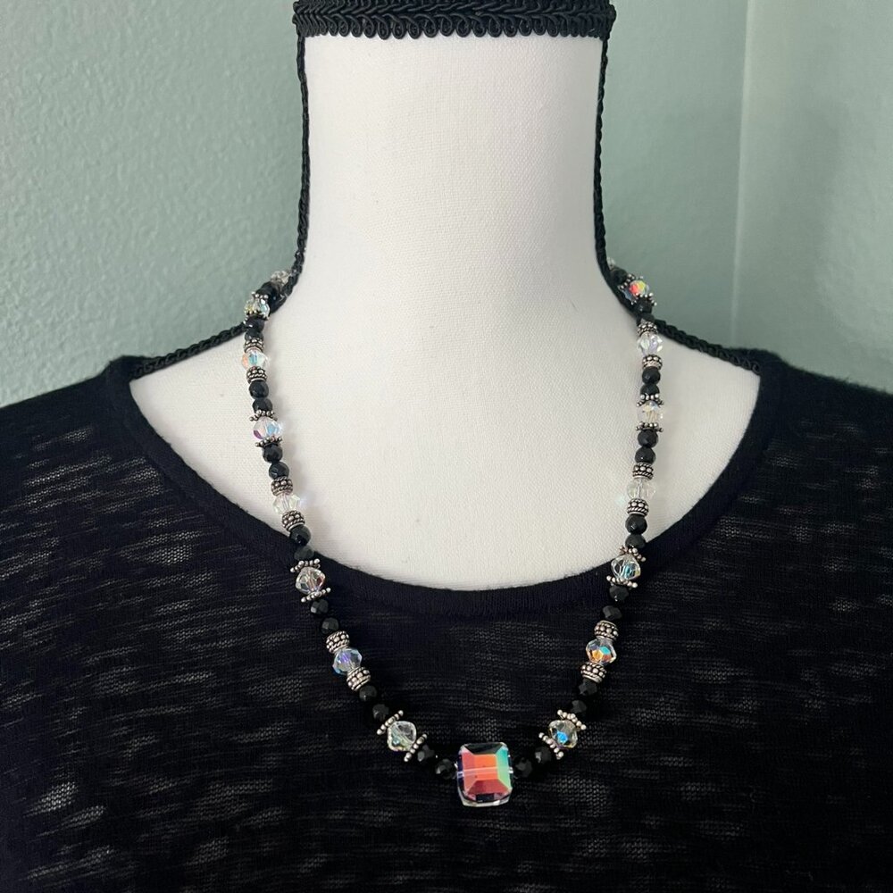 Gorgeous Crystal Glass Beads Necklace With 925 Sterling Clasp